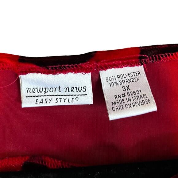 Red Black Velvet Floral Bohemian Hippie Chic Top Shirt Size 3X Newport News READ - Picture 7 of 8